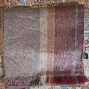 Shupaca New Without Tags Alpaca Silver & Rust Stripes Fringed Scarf